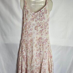 Vintage Papillon Los Angeles Print Maxi Dress Sleeveless Pink & White Size M